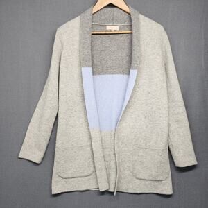 Benedetta B Sweater Women Small Merino Cashmere Grey Blue Open Front Pockets